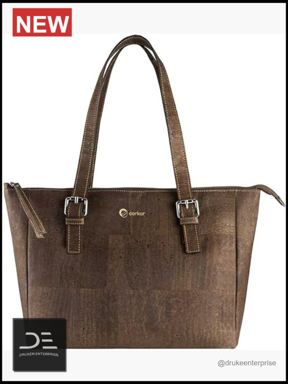 Vegan Cork Satchel Handbag with Multiple Pockets Roomy Medium